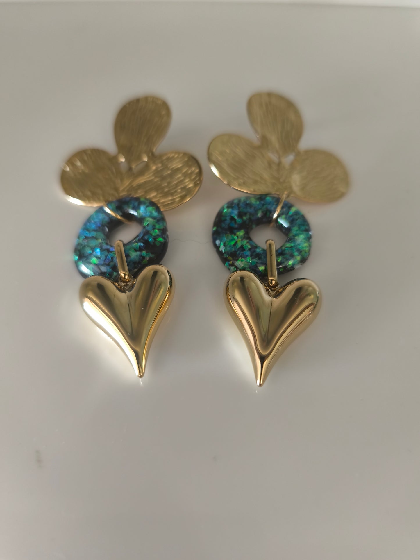 Boucles d'oreilles cœur vert