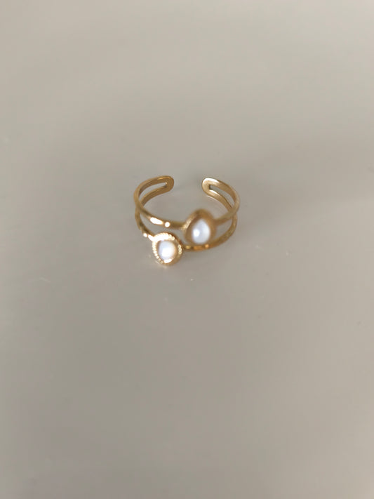 Bague soleil deux pierres naturelles